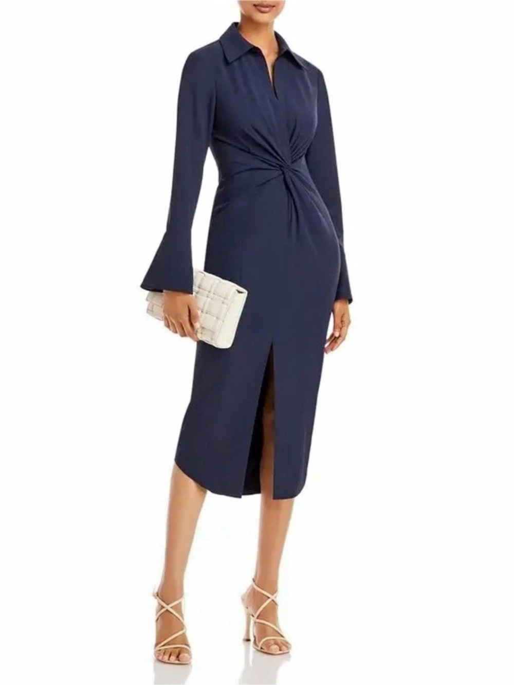 Cinq ร Sept McKenna Twist Front Midi Dress in Navy